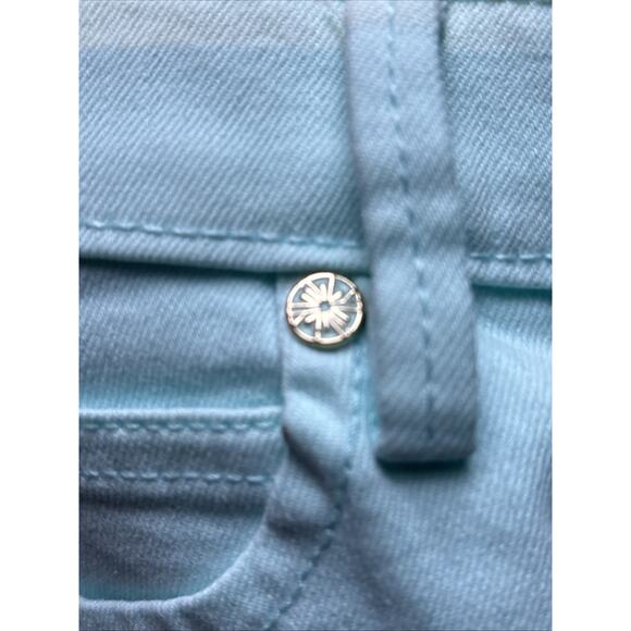 Lilly Pulitzer South Ocean High-Rise Skinny Jeans aqua blue sz 8 raw hem LOGO - Picture 12 of 12